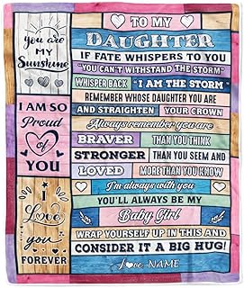 CenturyTee Personalized to My Daughter Blanket Gift from Mom Dad Wood I Am The Storm Baby Girl Daughter Birthday Graduation Christmas Customized Fleece Throw Blanket (50 x 60 Inches - Youth Size)