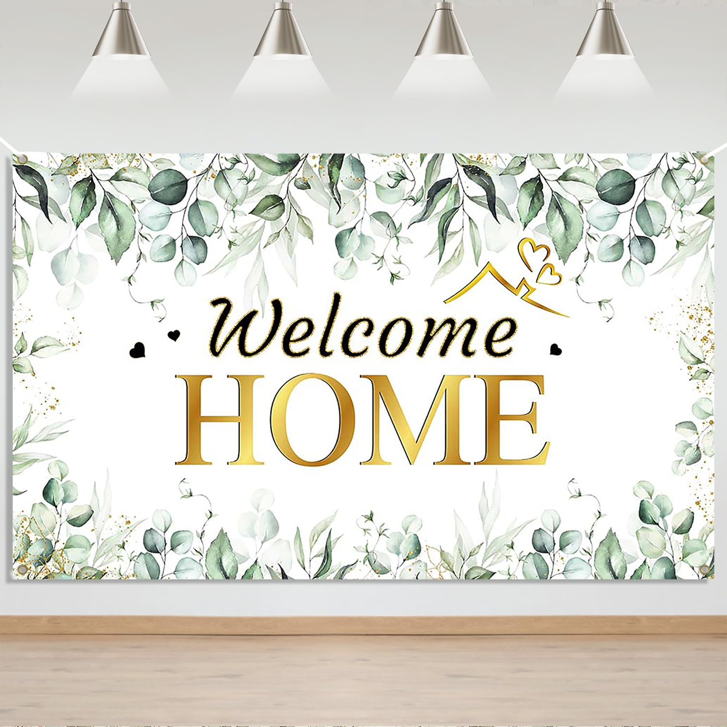 Mocsicka Welcome Home Backdrop Banner Green Leaves Welcome Home Backdrop We Missed You So Much Party Decor Family Reunion Patriotic Military