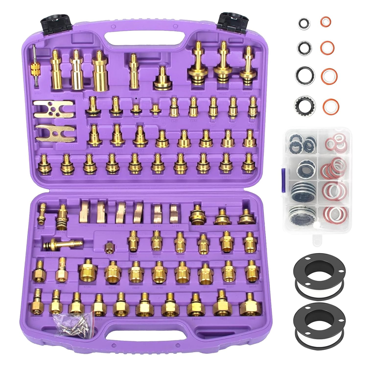 Car Air Conditioning Leak Detector Kit - 78pcs Automotive Air Conditioning Leak Test Kit, Brass AC Leak Detection Tools Connector Repair Kit for Car Truck Auto AC, Air Conditioning Tools & Equipment