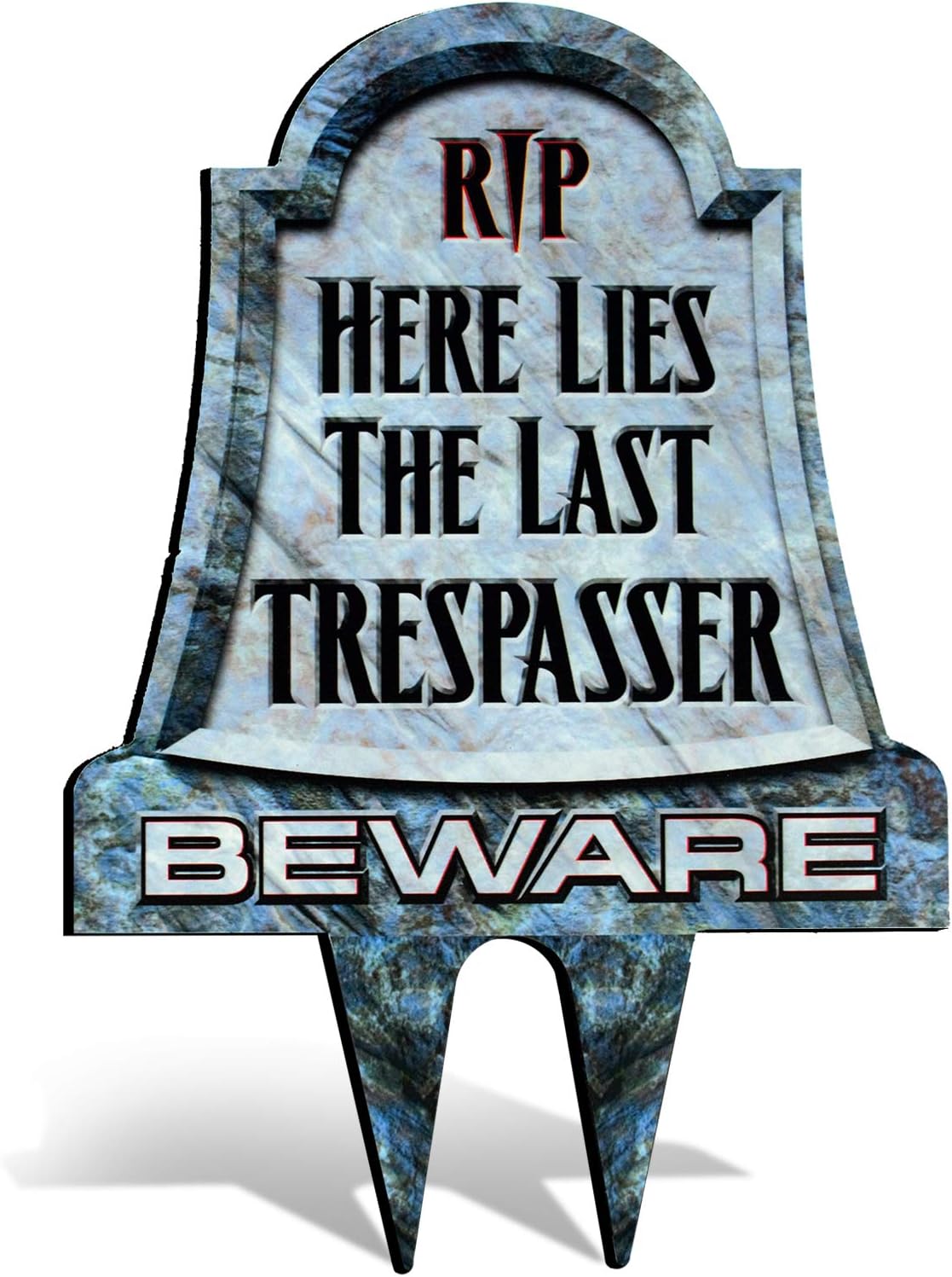 Bigtime Signs No Trespassing Metal Tombstone - Yard Warning for Private Property - Scary and Funny Gravestone with Easy Ground Stake Installation - Cool Graveyard Halloween Decoration - 16 x 11 Inch