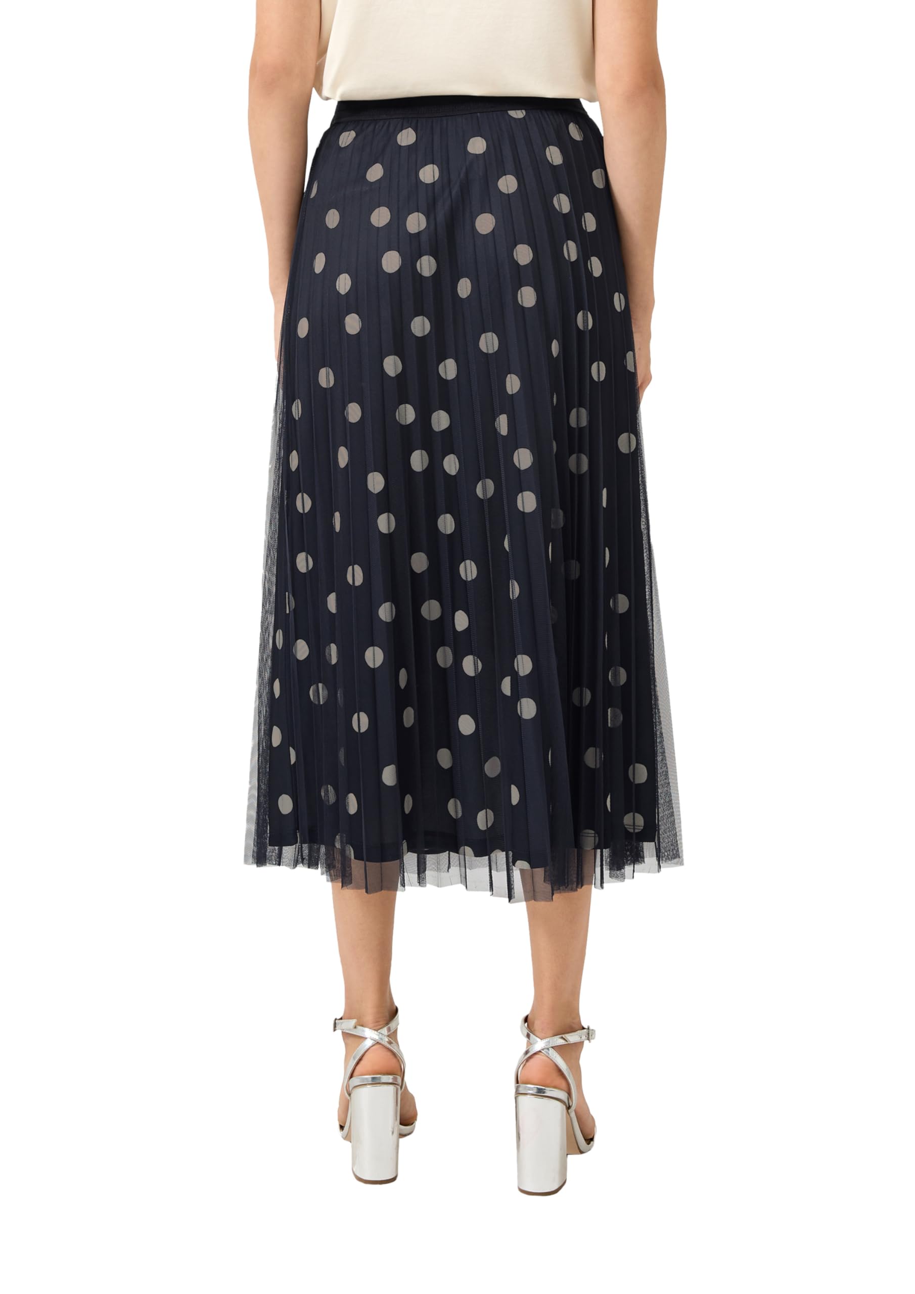 s.Oliver Plissierter Midirock mit Polka Dots und Jerseyfutter