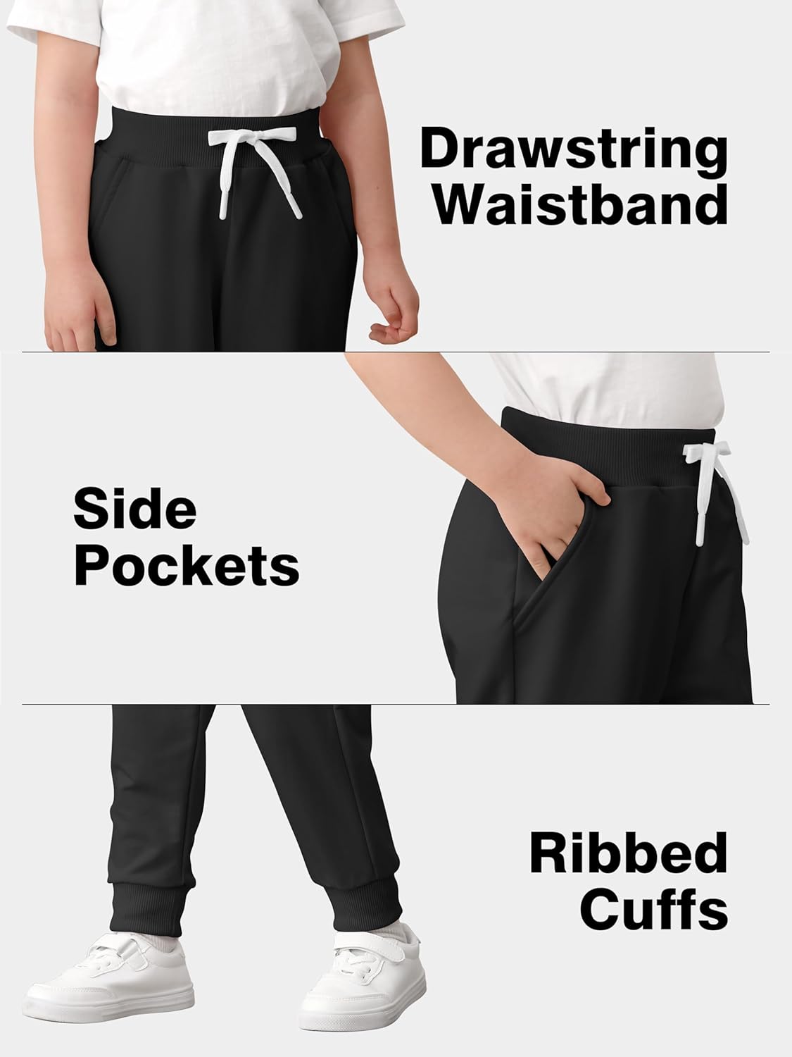 Resinta 3 Packs Girls' Sweatpants Toddler Active Jogger Pants Kids Casual Athletic Pull On Pant with Drawstring and Pockets - Image 5