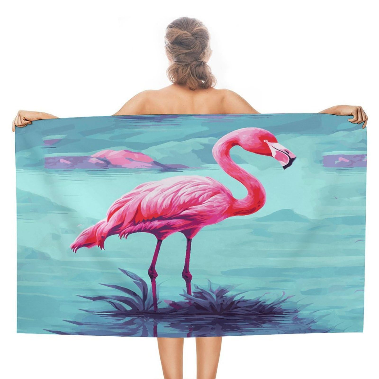 VstaDank Pink Flamingos Beach Towel for Adult Quick Dry Sand Free Swim Towels Soft Large Size Pool Towels Lightweight Oversized Bath Towel for Travel, Camping, Swimming 51 X 31 Inches