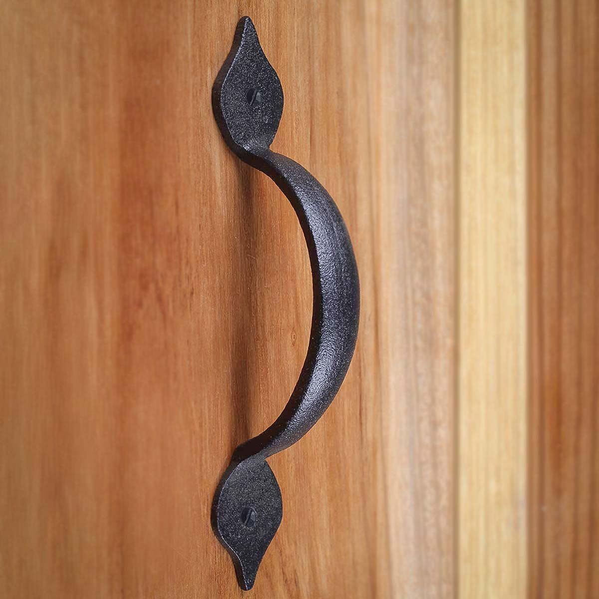 Renovators Supply Manufacturing Spear Black Wrought Iron Cabinet Door Drawer Pull Handle 5 1/2", Pack of 10