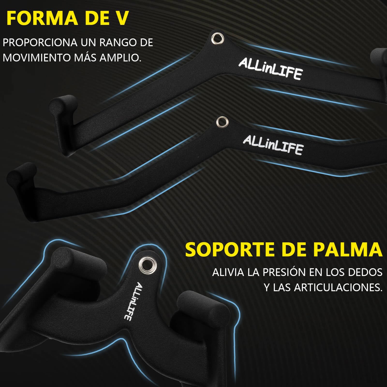 ALLINLIFE Agarres Poleas Gym Multifunción,Poleas Gimnasio Juego De Cinco Piezas,Accesorios para Máquina de Cable Entrenar Bíceps Tríceps Hombros Espalda
