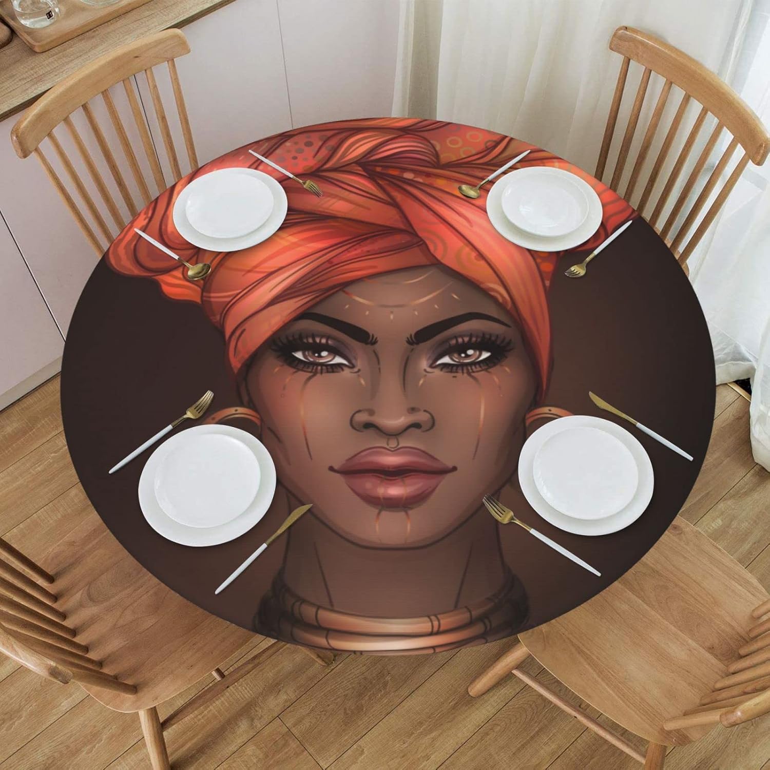 Fiokroo African American Black Woman Tablecloth with