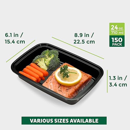 Miniatura 4 de Freshware Contenedores de preparación de comidas paquete de 150 1 compartimento con tapas, contenedores de almacenamiento de alimentos, caja Bento,
