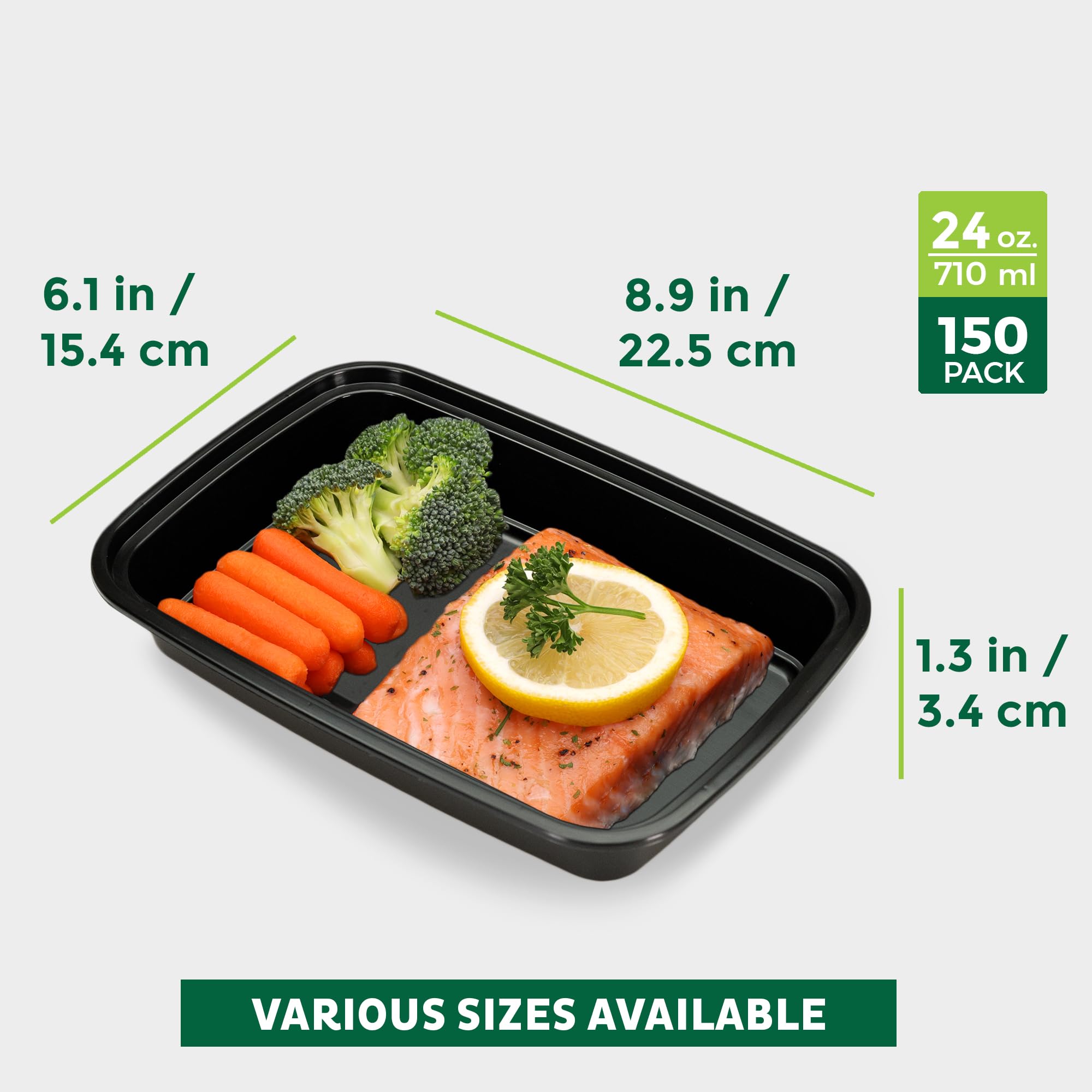 Freshware Recipientes de preparación de comidas [150 unidades] 1 compartimento con tapas, contenedores de almacenamiento de alimentos, caja Bento, sin BPA, apilables, aptos para
