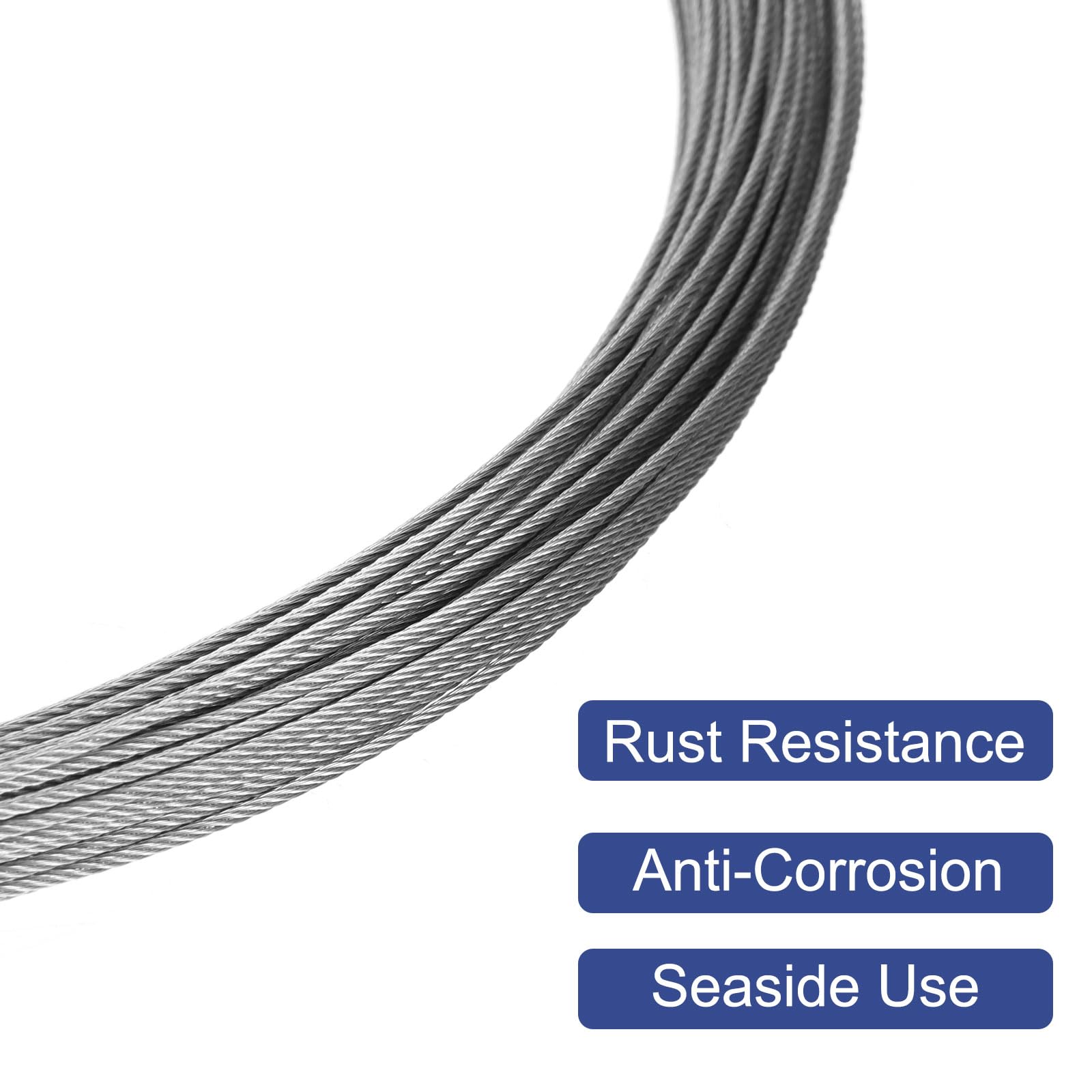 Cavo Acciaio Inossidabile 304 QUARKZMAN 3,5mm X 6m – 7x19 Anime Per Ringhiere, Marine, Costruzioni E Fai-da-te