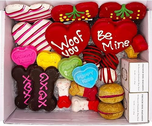 Miniatura 3 de Bonne et Filou Love Dog Treats - Caja de regalo, 22 macarrones, trufas y galletas de hueso, aperitivos saludables y deliciosos para perros medianos