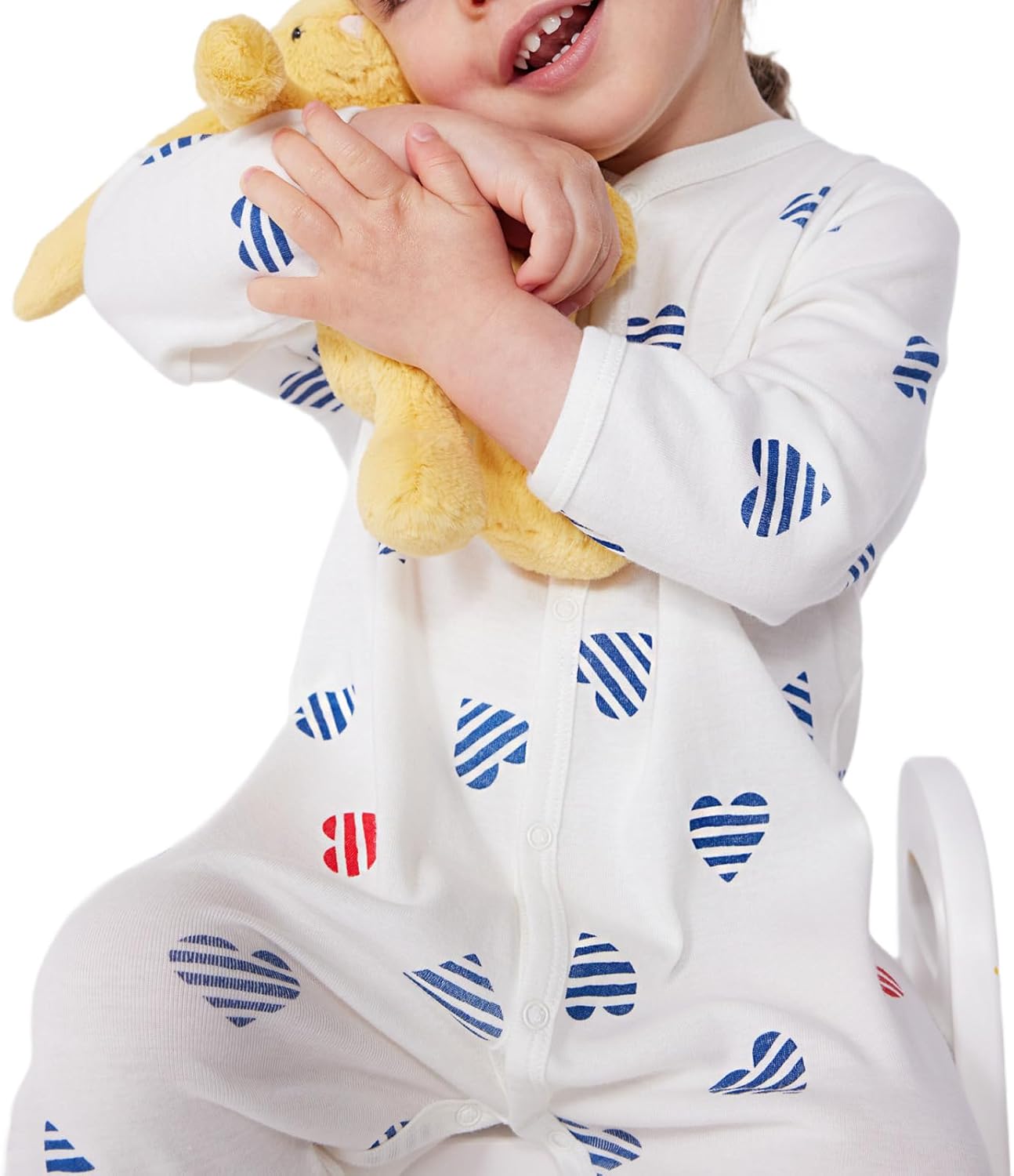 Petit Bateau Baby front snap stripe hearts footie SIZES 1-9 MONTHS