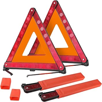 DASBET Emergency Warning Triangles for Vehicles 2 Pack | Reflective Roadside Safety Triangles with Storage Case, Foldable Warning Triangle for Car Truck SUV Breakdown