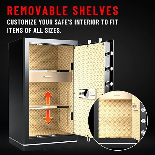 Miniatura 4 de FABAO 8.1 pies cúbicos Caja fuerte grande ignífuga, caja de seguridad para el hogar digital ignífuga e impermeable con teclado programable, teclas