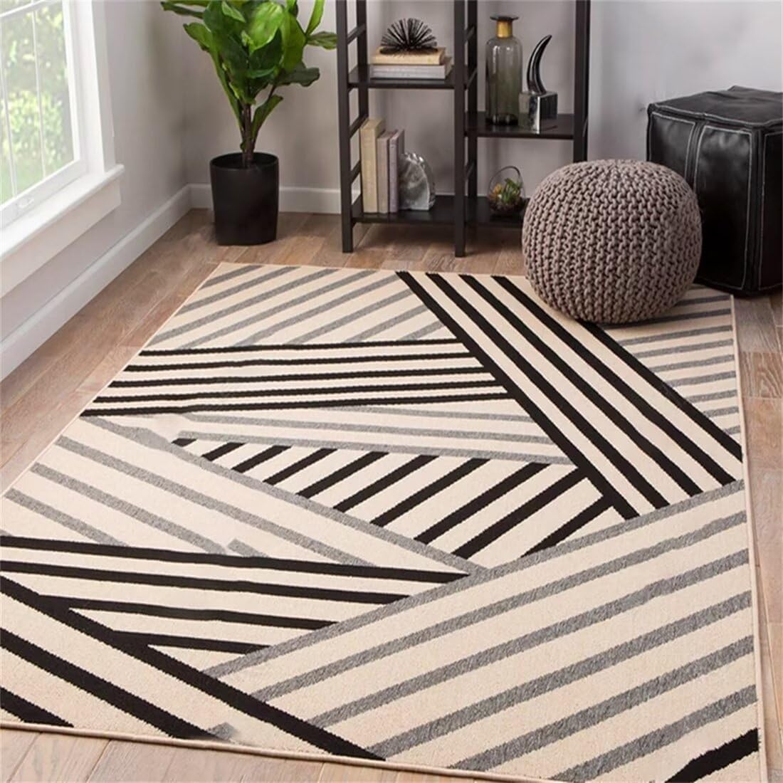 Canape chambre tapis gris de style géométrique moderne en grand format 200X260