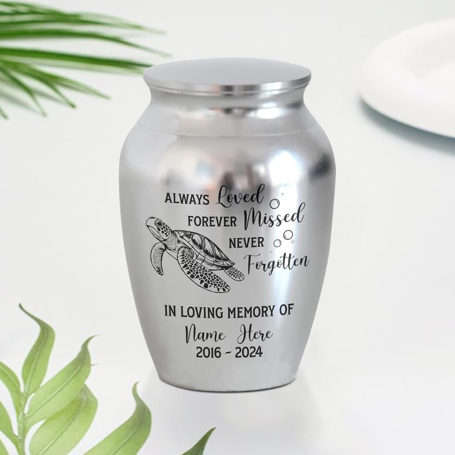 Artsy Woodsy Personalized Turtle Pet Memorial Cremation Mini Urn for Human Ashes Keepsake 2.56 inch, Remembrance Gifts for Loss of Loved One, Mini Urns for Human Ashes (01, 2.56x1.77)
