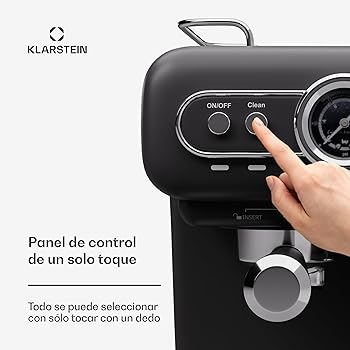 KLARSTEIN Cafetera Expresso Automatica con Espumador de Leche, Cafetera Espresso 1.2 l. Cafeteras, Pequeña de Acero Inoxidable 1350W para Capuccino, Cafetera Automatica, Maquina de Cafe1