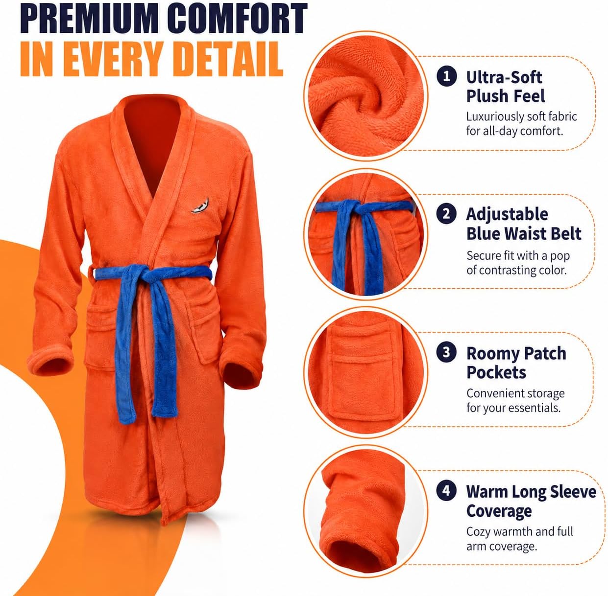 Anime Orange Pajamas Dragon Robe Bathrobe Men Soft Plush Long Cosutme Cosplay