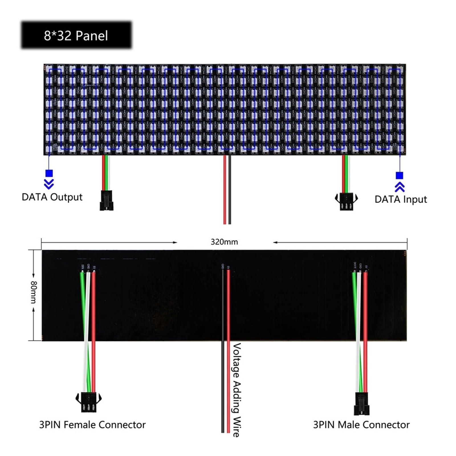 1~5 Stücke WS2812B RGB LED Digital Flexible Individuell adressierbare Panel Lichtleiste WS2812 8x8 16x16 8x32 Modul Matrix Bildschirm 5 V(8X32 LED Panel,4PCS)