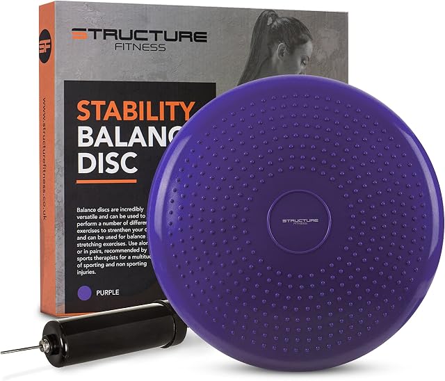 SF Stability Balance Disc with Hand Pump Thick Inflatable Wobble Stability Balance Board Posture Tone Fitness Core Strength and Agility Yoga Exercise Gym Workouts Rehabilitation