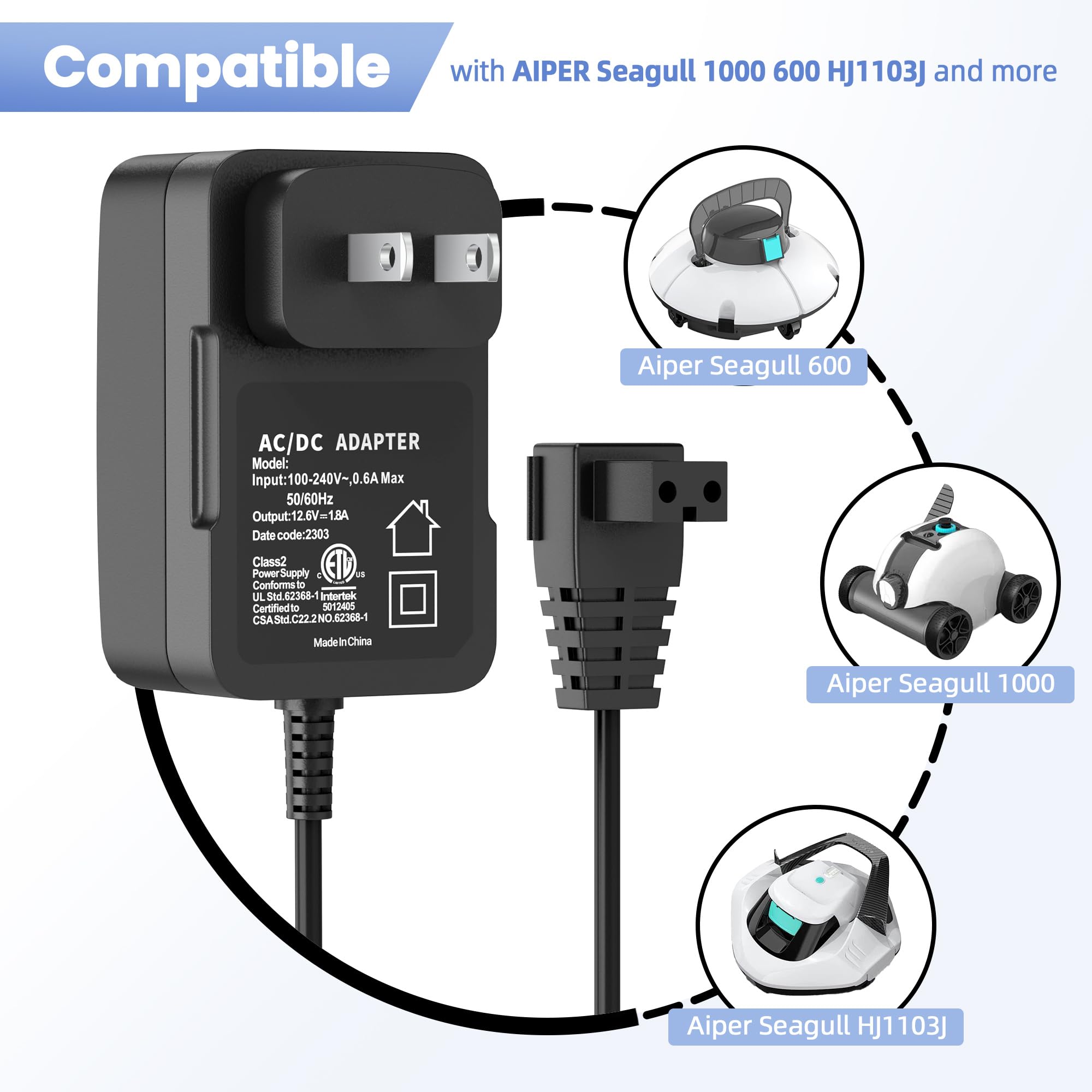 Amazon.com: XHJTWOPY 12.6V Charger Cord for Wybot Osprey 700