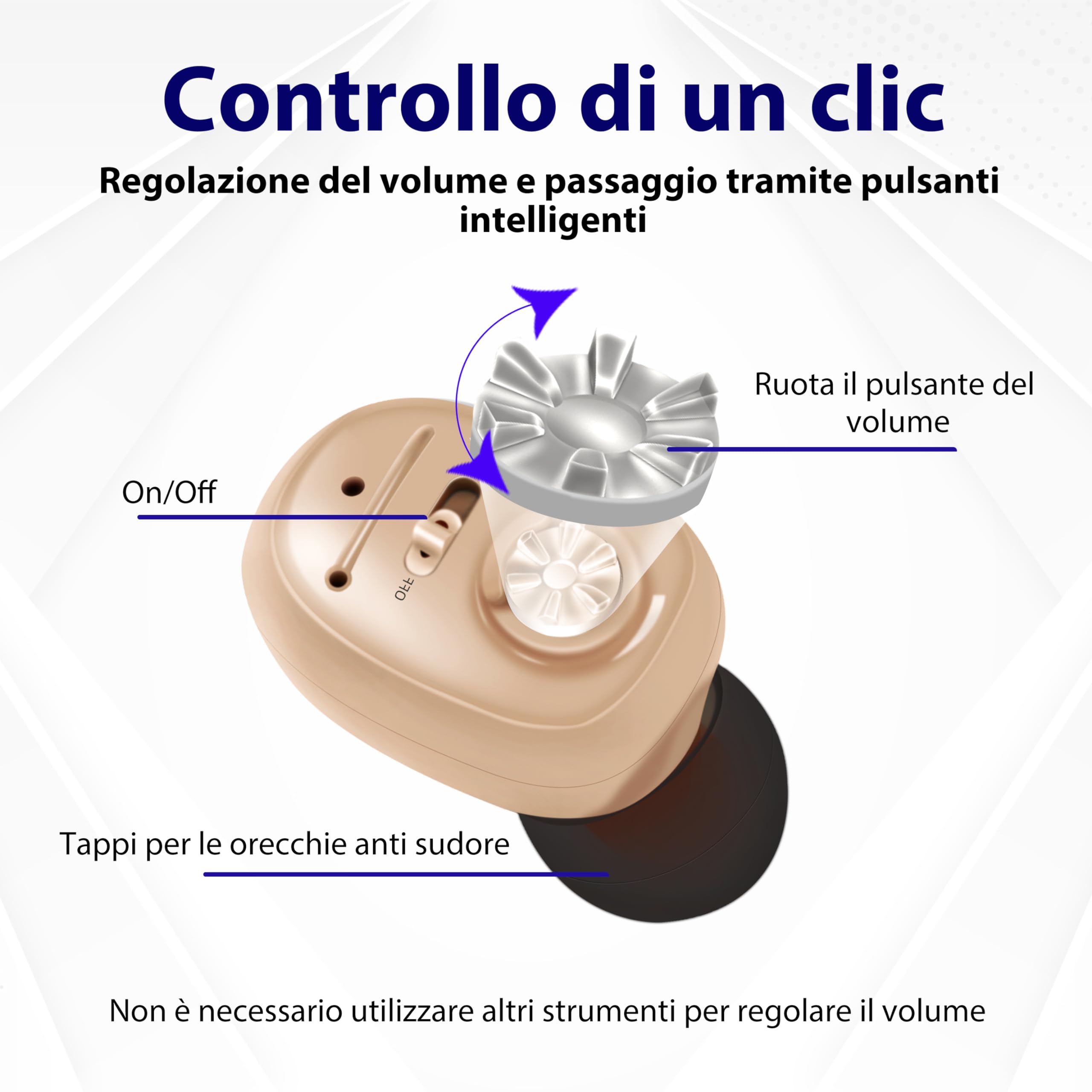Britzgo Dispositivo ，dotato di custodia di ricarica， si ricarica in 2 ore， 40 ore di autonomia (beige)