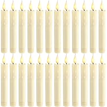 24 Pcs 6.5 Inch Ivory Flameless Taper Candles LED Candle Sticks Battery Operated Flickering LED Candlestick Window Plastic Candle for Wedding Halloween Christmas DecorNo Battery