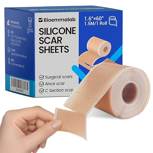 Hojas de silicona para cicatrices de grado médico (rollo de 1.6 x 60 pulgadas), parches curativos para cesárea, queloides, arrugas faciales,