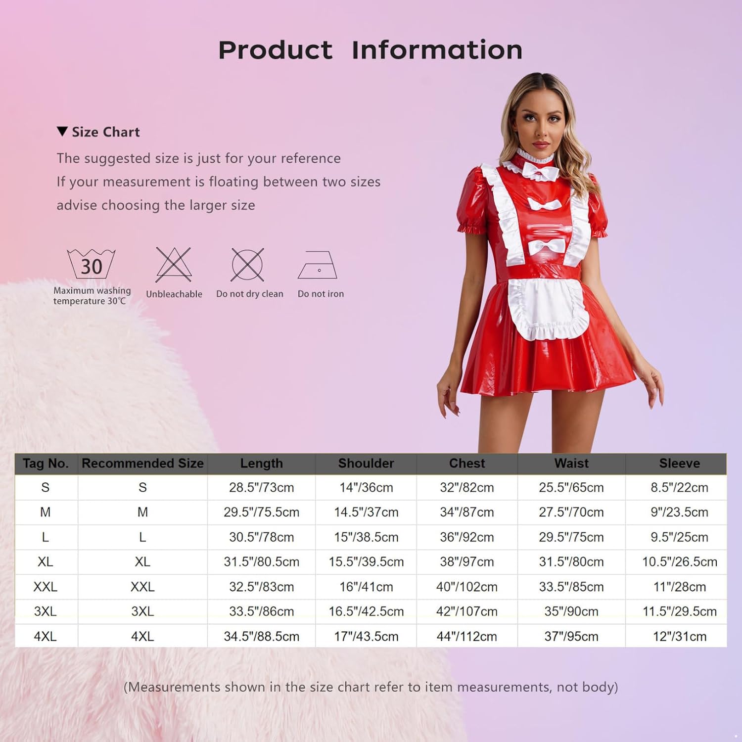 Freebily Damen Maid Kostüm Lackleder - Sexy Cosplay Outfit Für Karneval, Party & Rollenspiel
