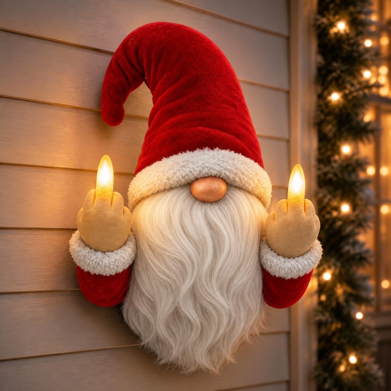 Merry Flippin' Christmas Gnome Statue, Glowing Naughty & Nice Holiday Decor