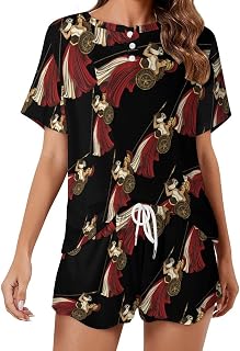Goddess of Greek Mythology Fashion Women's Pajamas Sets Soft Pjs Top & Shorts Short Sleeve Sleepwear