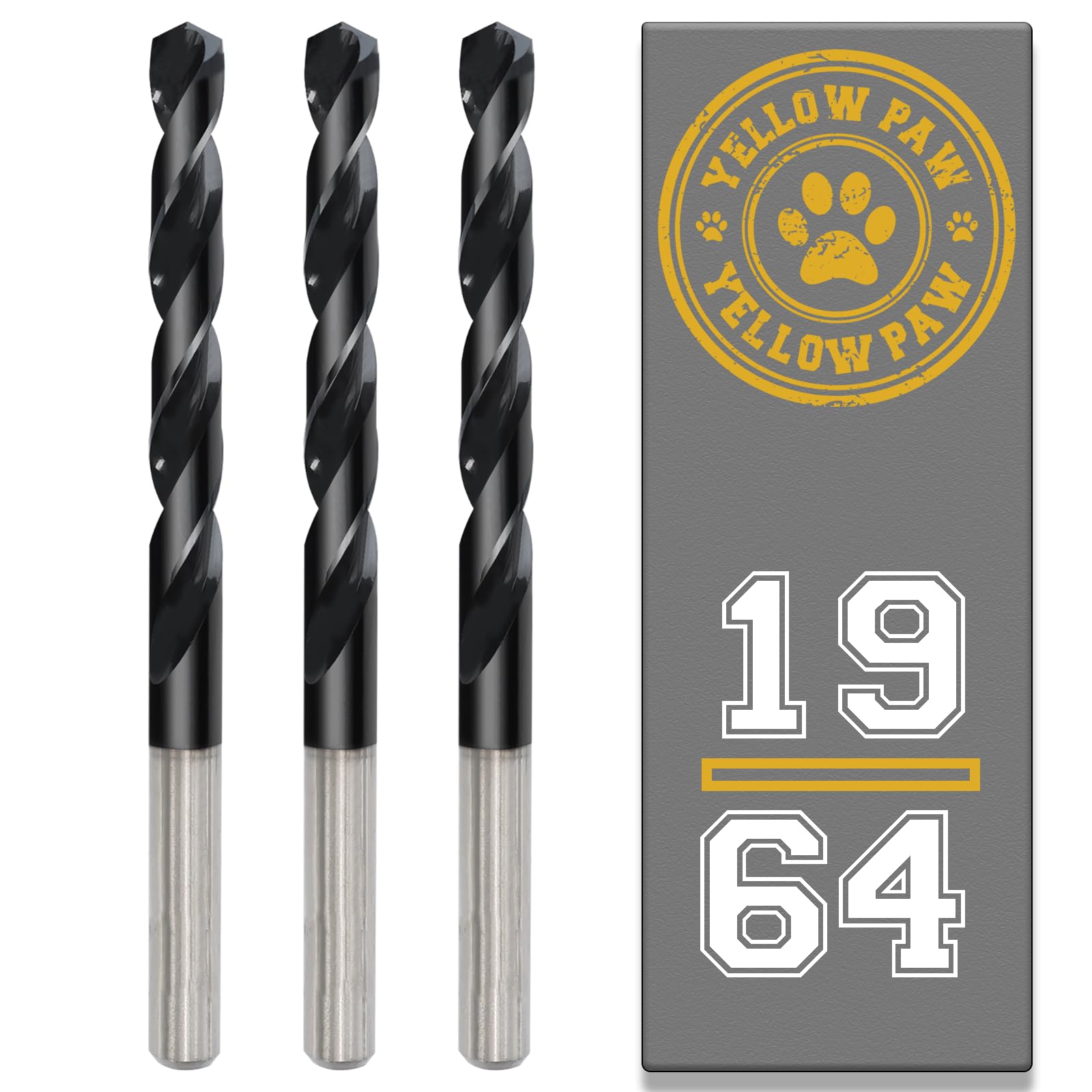 19/64 Inch Drill Bit (3 Pack) Industrial Grade M35 Cobalt Titanium Aluminum Nitrite - 19/64" Diameter & Total Length of 4-1/4" with Working Length of