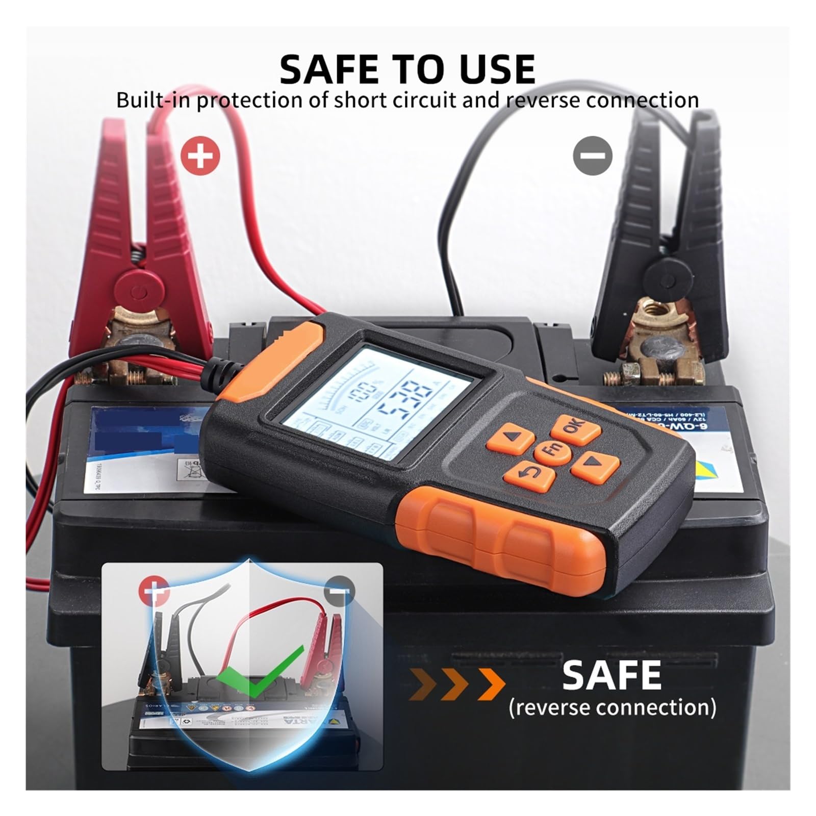Probador De Batería Con Pantalla LCD 2,8 Pulgadas, Indicador Voltaje Estado Resistencia Interna For Automóviles Y Motocicletas Detección Rápida Precisa