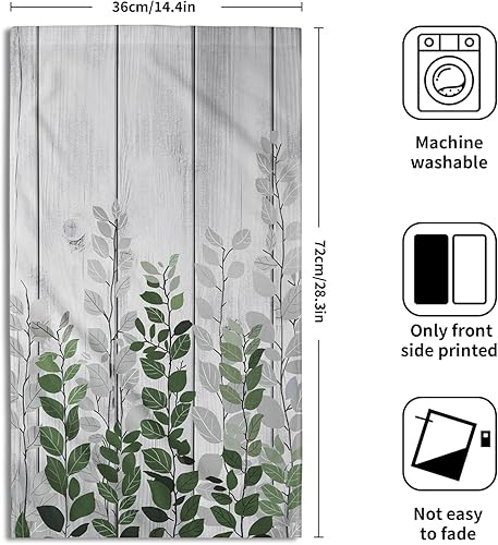 Vista 394 de Giwawa Juego de 2 toallas de mano de hojas marrones, toallas de baño bohemias suaves y delgadas, altamente absorbentes, decorativas, para cocina