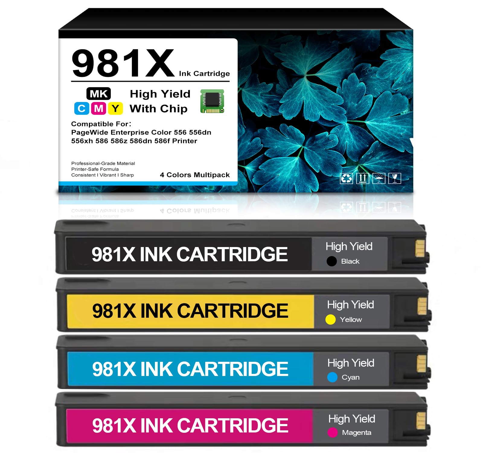981 cartucce d'inchiostro ad alta resa L0R12A L0R09A L0R10A L0R11A ricambio per stampante PageWide Enterprise Color 556 556dn 556xh 586 586z 586dn 586f (nero, magenta, ciano, giallo)