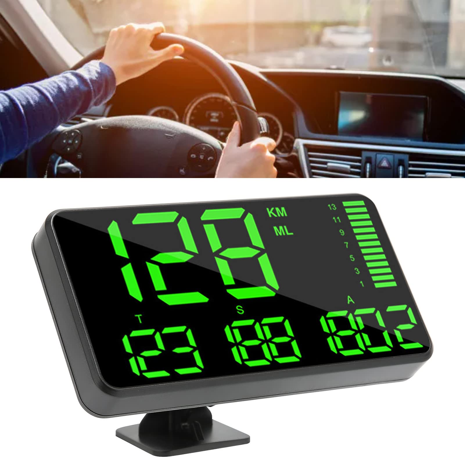 Uniwersalny pojazd inteligentny wyświetlacz HUD, cyfrowy prędkościomierz Mph Km/H, 2 alarm bezpieczeństwa, wyposażony w obrotowy stojak, GPS Head Up Display dla wszystkich modeli samochodów