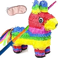 Vista 1 de GIFTEXPRESS Pinata de burro arcoíris de 16 pulgadas, Benito el Burro, con palito de piñata de tamaño completo de 33 pulgadas y venda, decoración