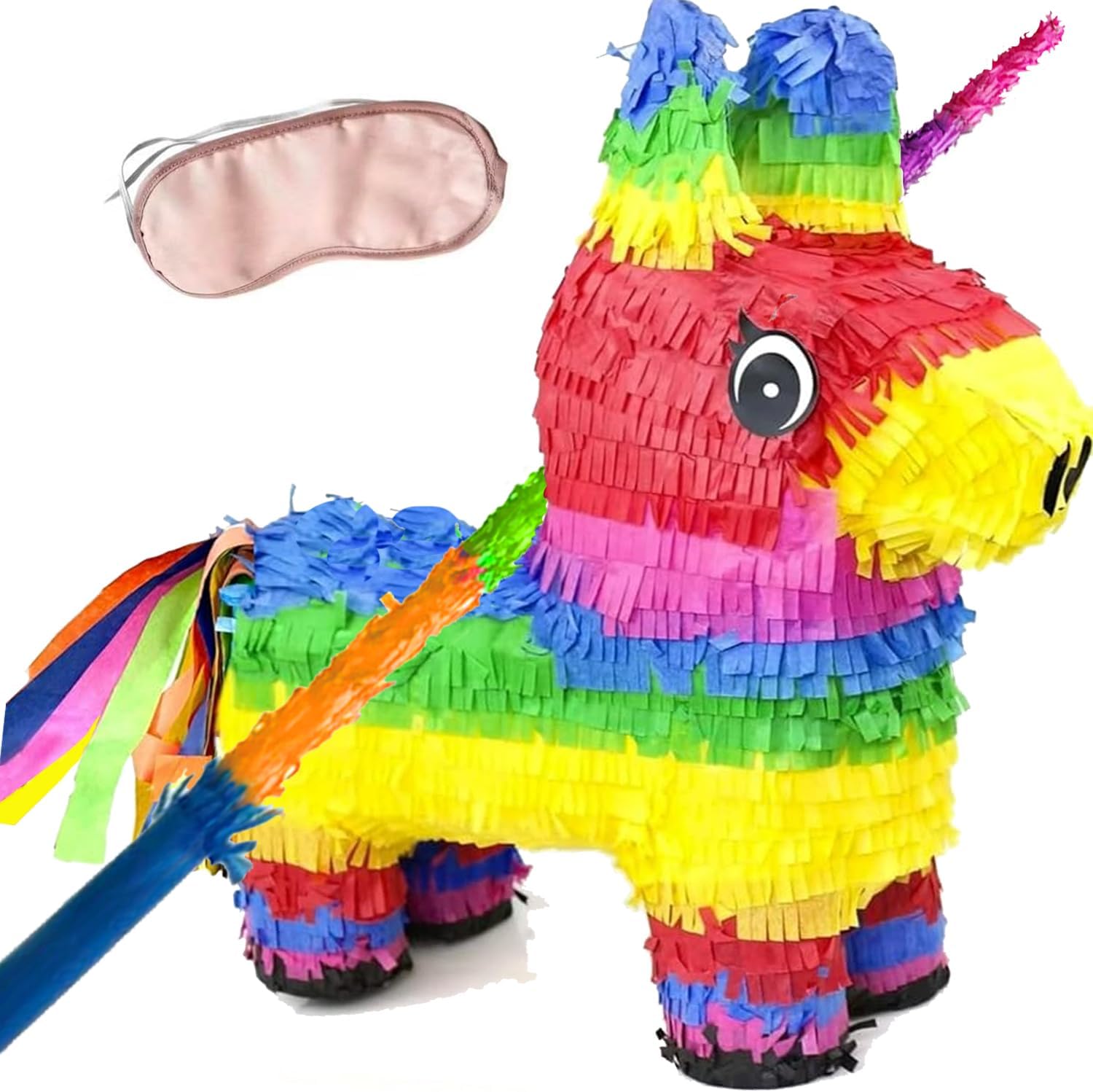 GIFTEXPRESS 16-Inch Rainbow Donkey Pinata, Rainbow Llama Pinata for Kids Birthday Party, Cinco De Mayo, Fiestas Decorations Party Favors (15.5 x 13 x 4.5 In)