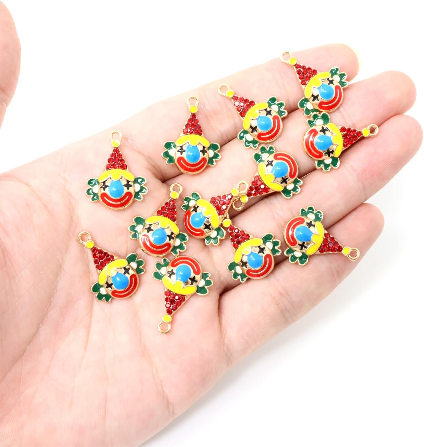 Honbay 12PCS Enamel Mardi Gras Charms Pendant Carnival Clown Pendants for Earrings Bracelet Necklace Jewelry Making - Image 3