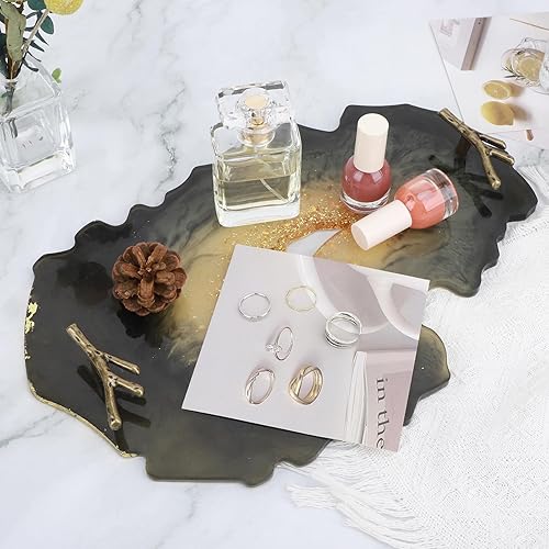 Miniatura 6 de Gartful Manijas de bandeja para molde de resina, paquete de 6 tiradores de metal en forma de ramas, accesorios con juego de tornillos para molde de