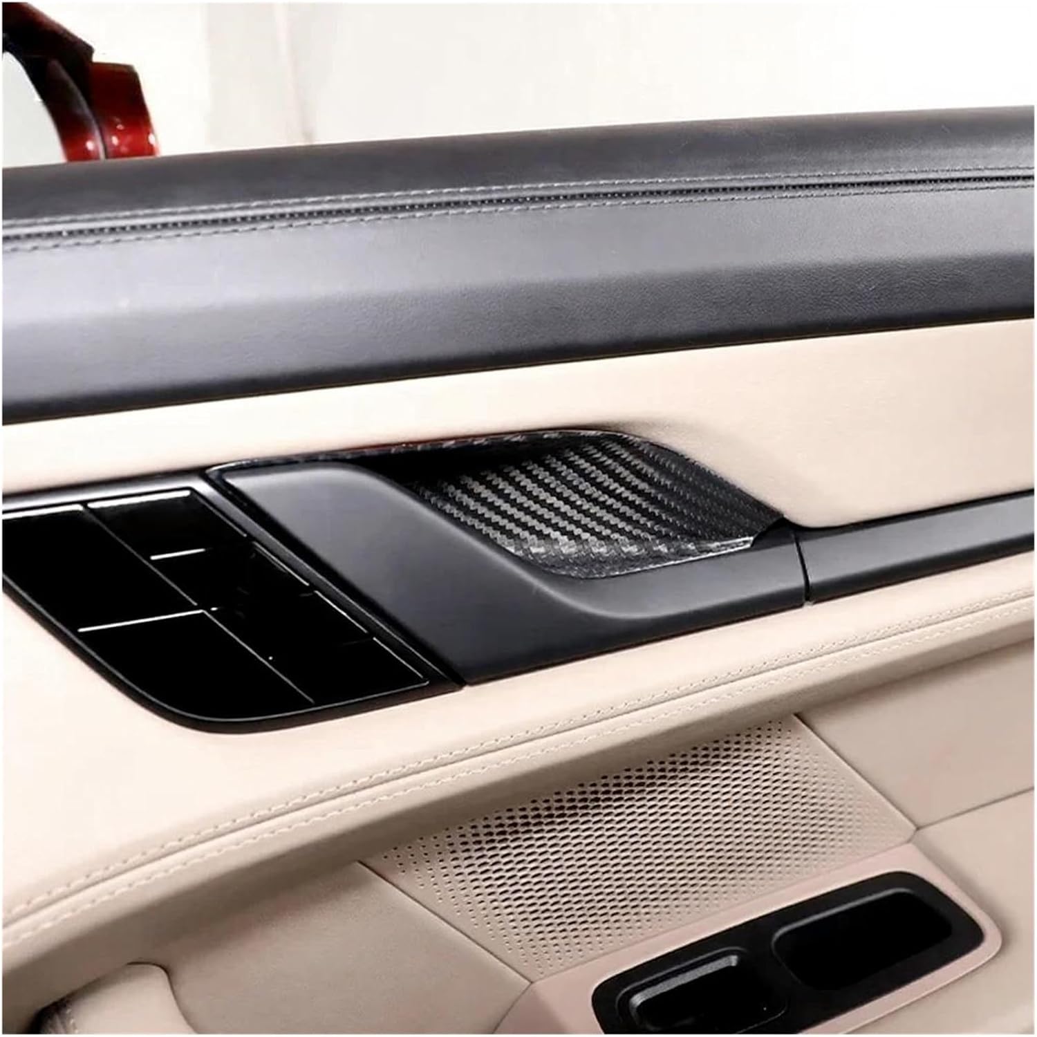 Compatible for Porsche Taycan 911 992 2019-2022 Real Carbon Fiber Car Door Inner Handle Door Bowl Cover Trim Car Interior Accessories(Style A for 911)
