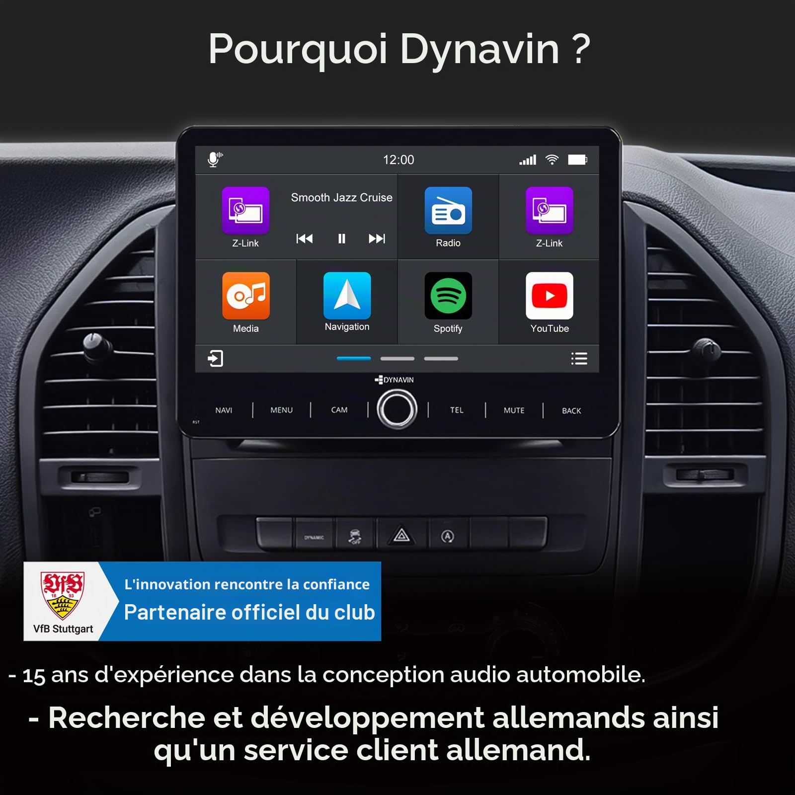 DYNAVIN Android Autoradio GPS pour Mercedes Sprinter Vito Viano Classe A, 10,1 Pouces Radio avec Wireless CarPlay et Android Auto | Head-up Display | Dab+ Radio: D9-MB10V Premium Flex