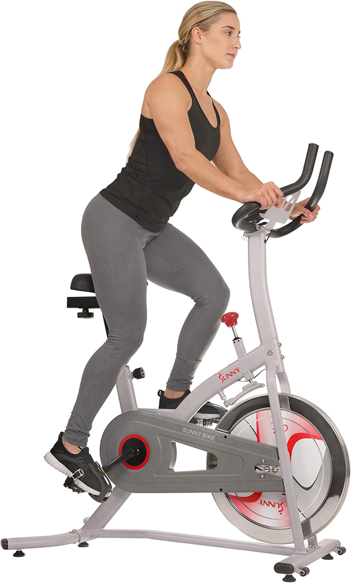 Sunny Health & Fitness Indoor Cycling Exercise Bike, LCD Monitor, Magnetic/Felt Pad Resistance Optional