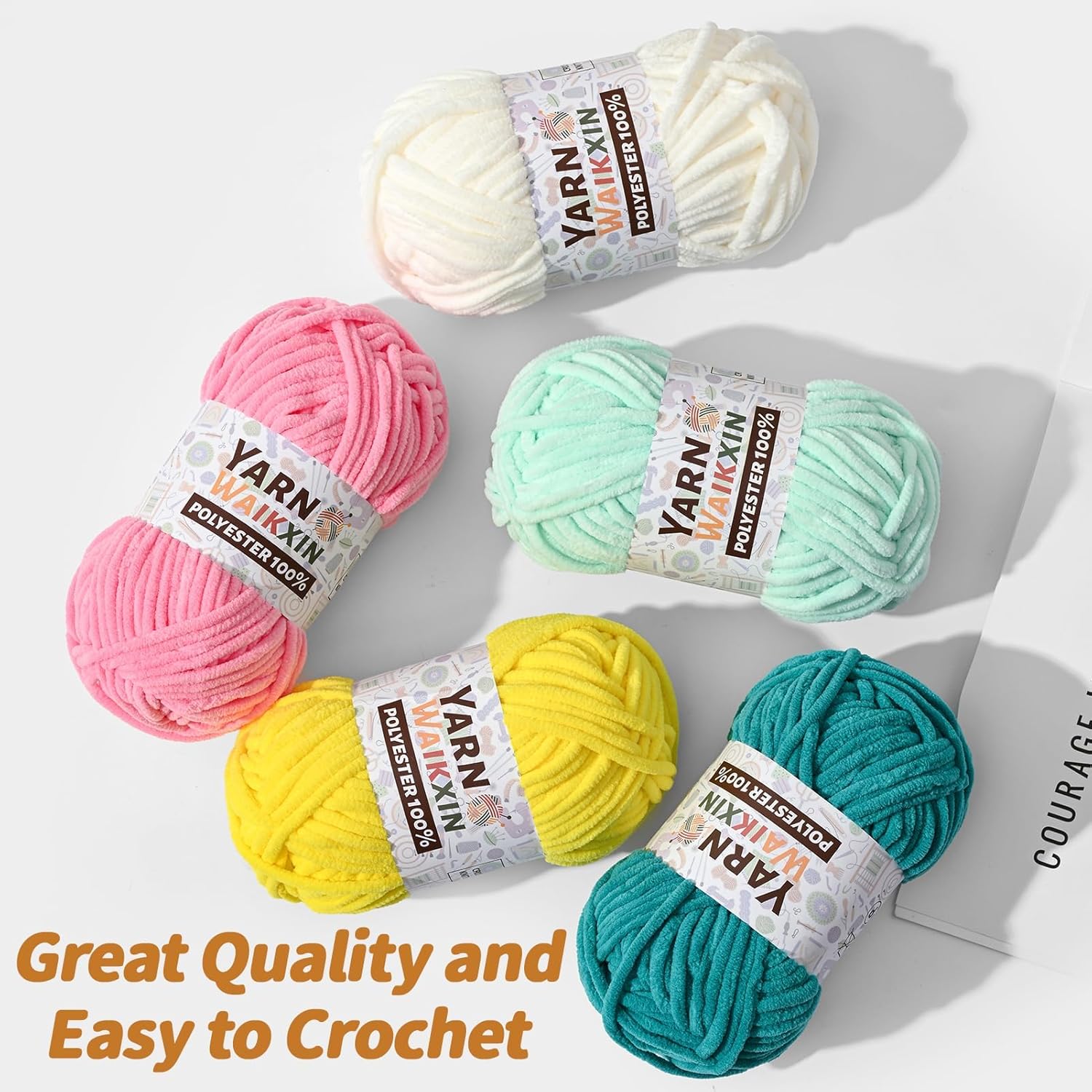 12 Pack Fluffy Chunky Chenille Yarn for Crocheting, Baby Yarn for Crocheting Soft Blanket, 600g (787yds) Bulky Yarn Set for Crochet Amigurumi & DIY Crafts A