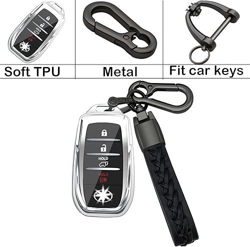 Miniatura 7 de Funda para llavero Toyota, funda con cadena, TPU de protección de 360 grados compatible con Venza 2021-2022, RAV4 Prime, Sienna, Land Cruiser,