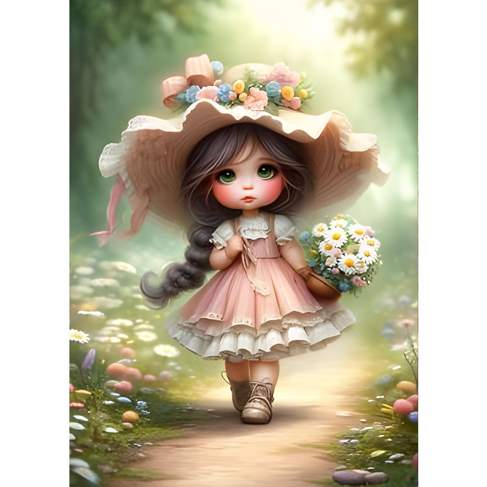 GDYEEH 5D Fée Fille Peinture Diamant Painting Kit, DIY Fleurs