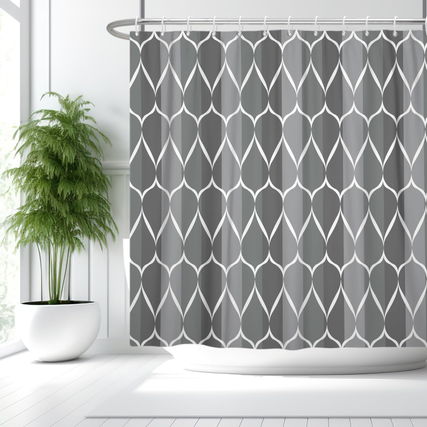 MCCKTIU Gray Modern Bathroom Shower Curtain Waterproof