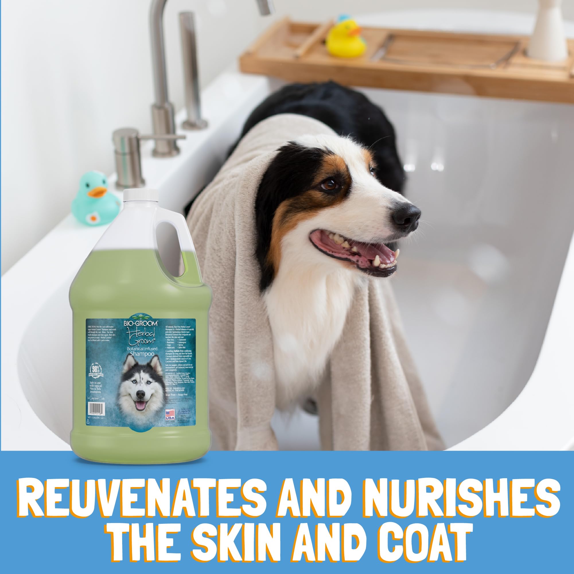BIO-GROOM - Herbal Groom - Natürliches Kräutershampoo - Hundeshampoo und Welpenshampoo - Mit 8 reinen Pflanzenextrakten - Für Lang- und Kurzhaarige Rassen - Frei von Parabenen - 3.8 L