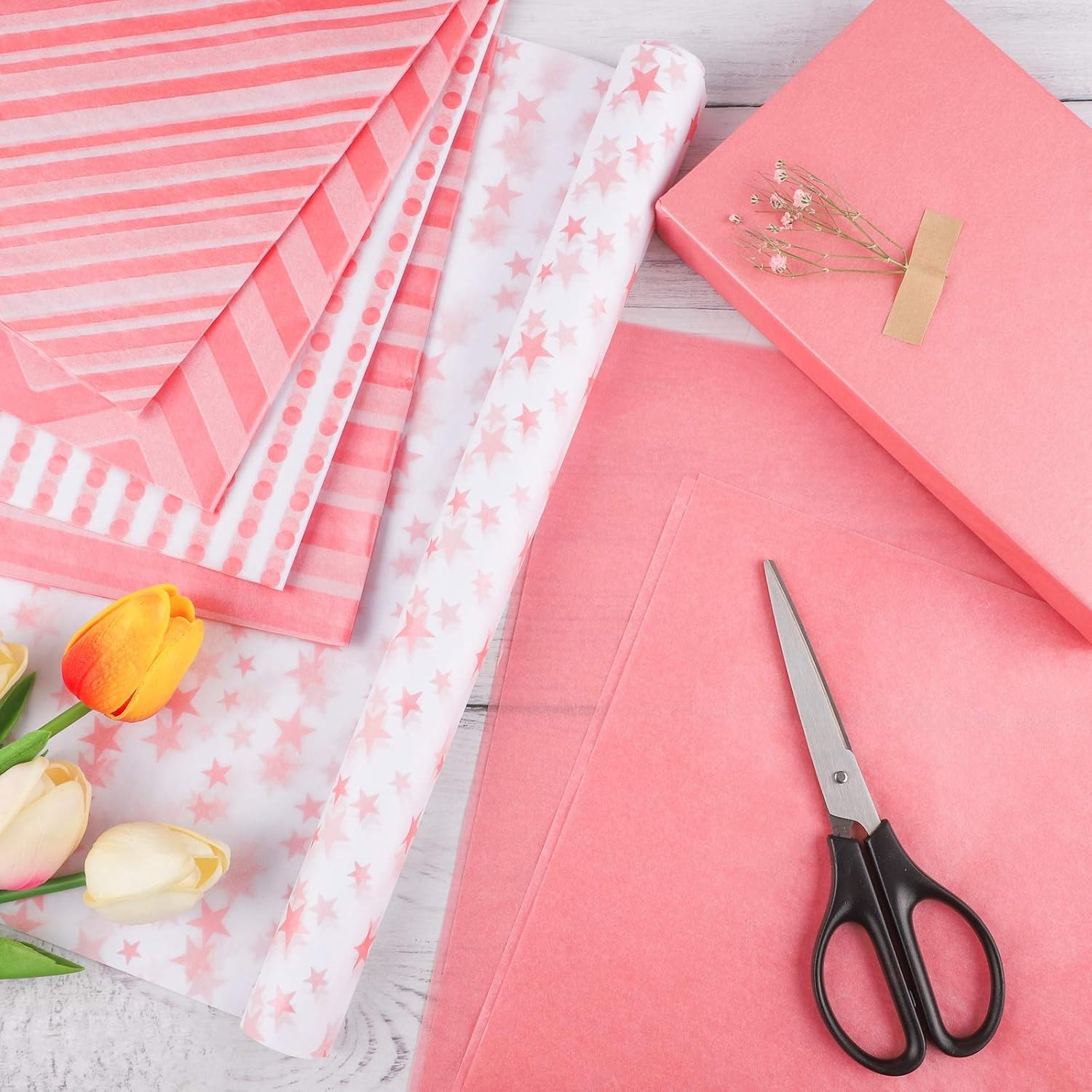 Ruisita 120 Sheets Pink Gold 6 Styles Tissue Paper Sheets Assorted Folded Gift Wrap Paper Craft Paper Decorative Paper Art Tissue for Weddings Birthday Parties DIY Crafts, 20 x 14 Inch : Health & Household