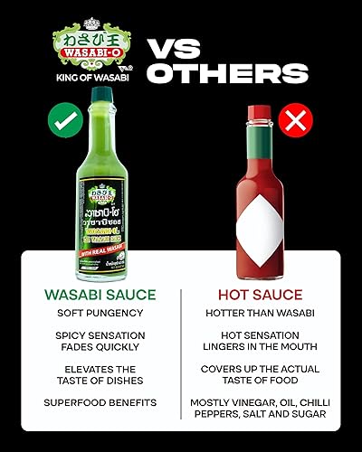Miniatura 4 de Wasabi O Salsa picante y picante  Salsa japonesa fresca hecha con wasabi puro y real, sin gluten y salsa de wasabi vegana para bistec y sushi, 2.2