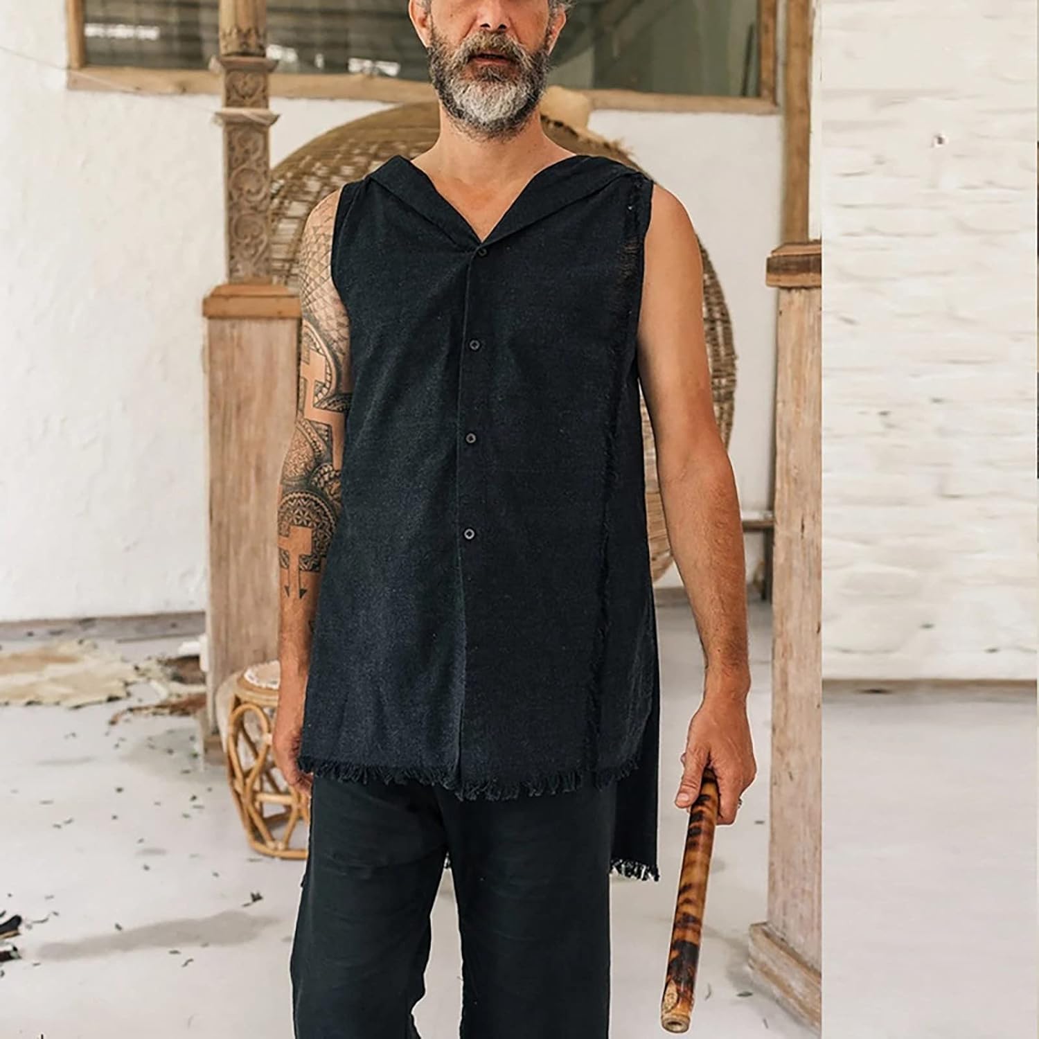 Gilet Uomo In Lino Estivo - Scollo A V Stile Vintage, Formale E Alla Moda, Vestibilità Regolare - Foto 7